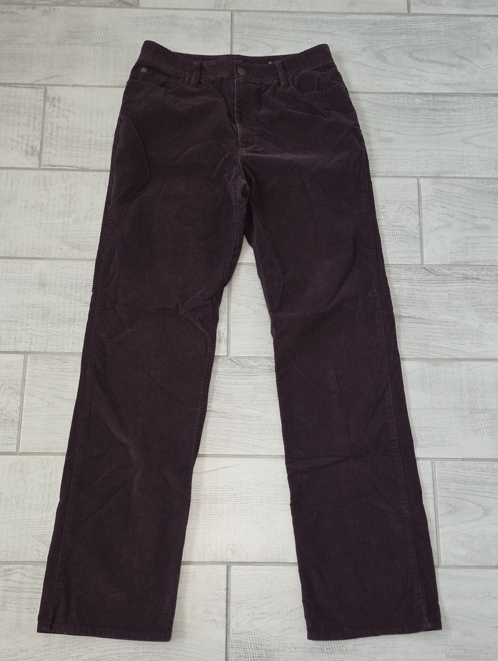 Eddie Bauer Corduroy Pants Women's Size 8 Tall Maroon Wide Leg Straight